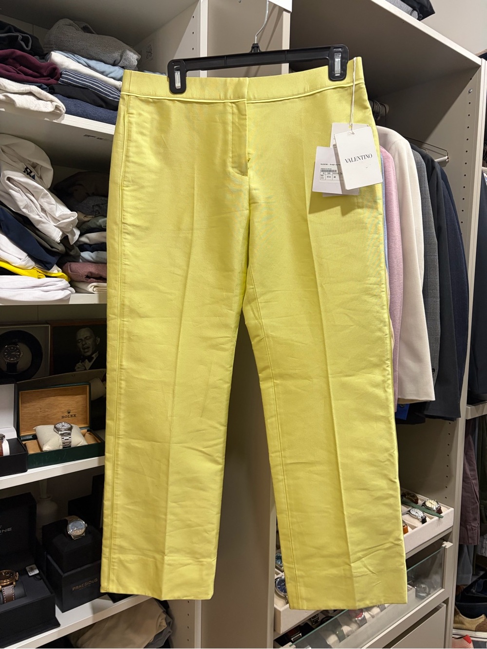 Valentino Garavani Lemon Yellow Straight-Leg Crop Pants